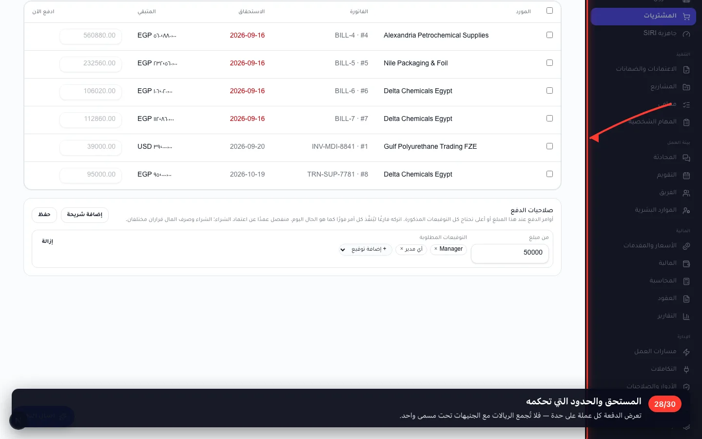 المستحق والحدود التي تحكمه