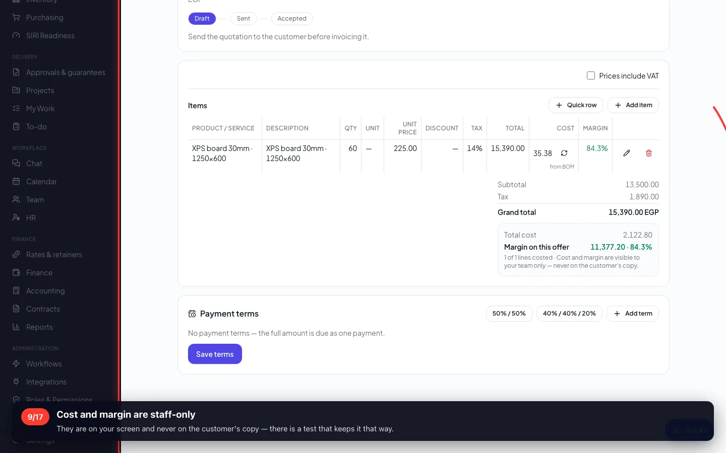 Cost and margin are staff-only
