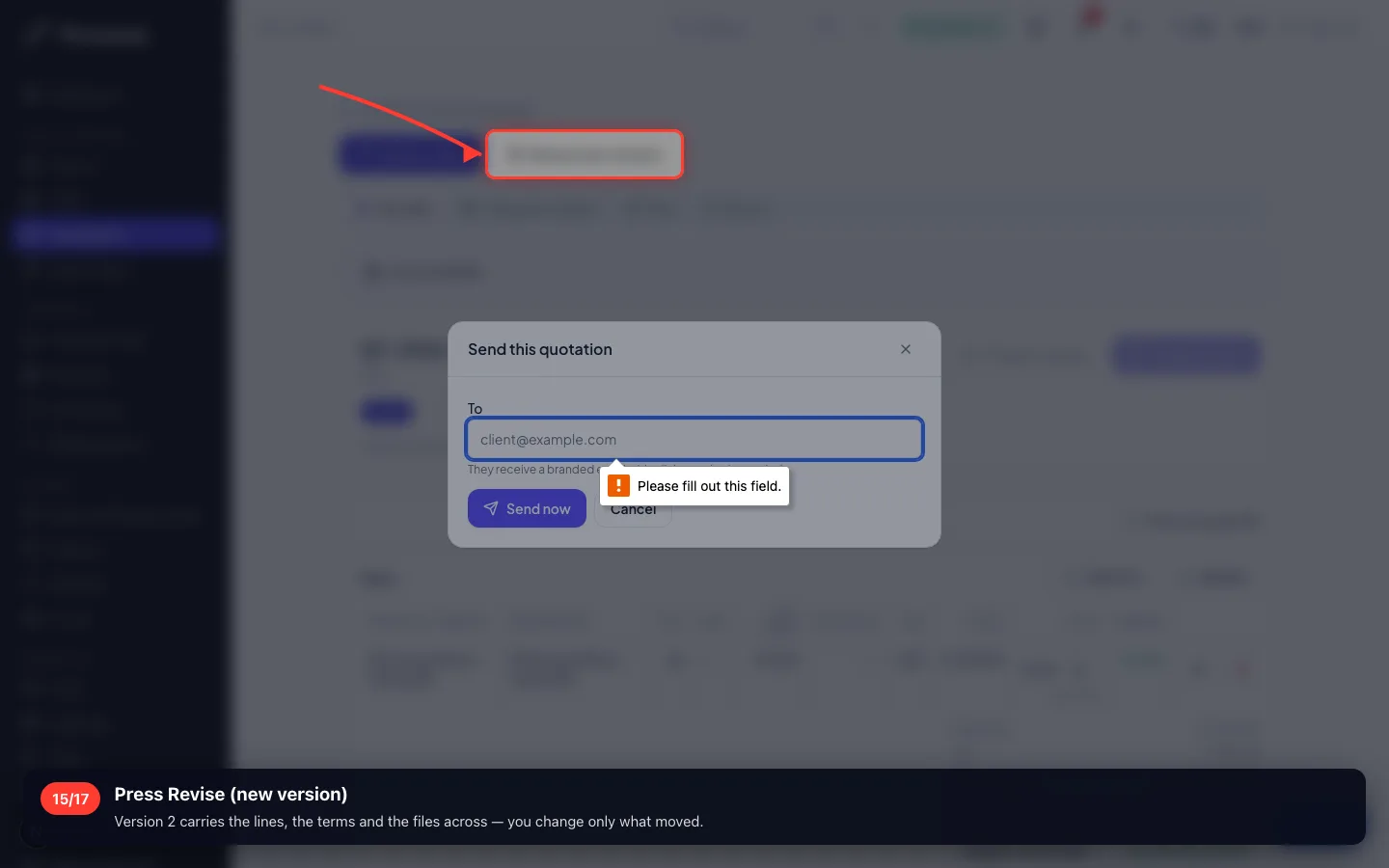 Press Revise (new version)