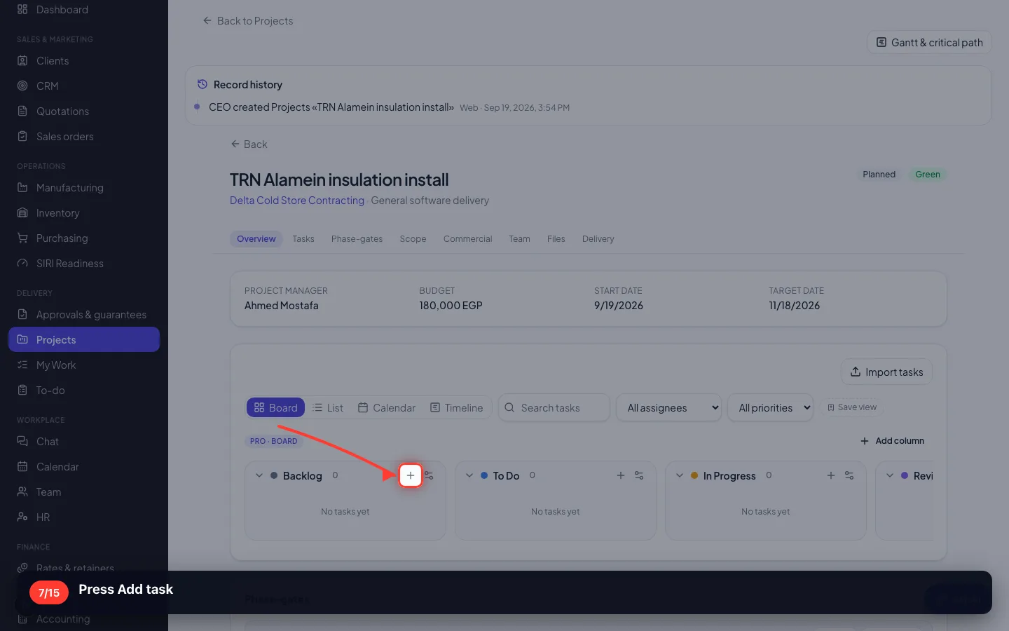 Press Add task