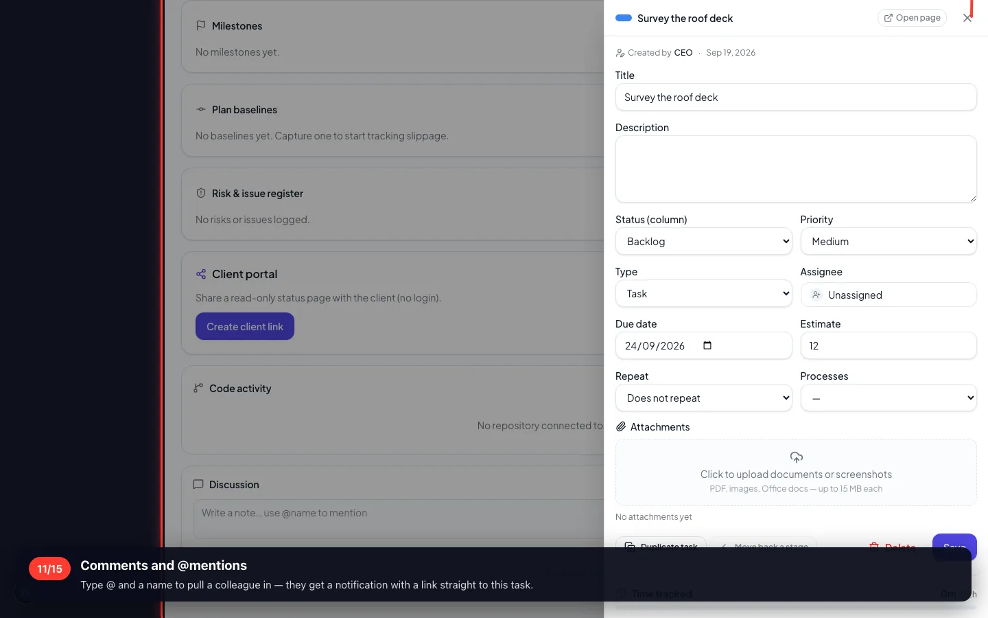 Comments and @mentions