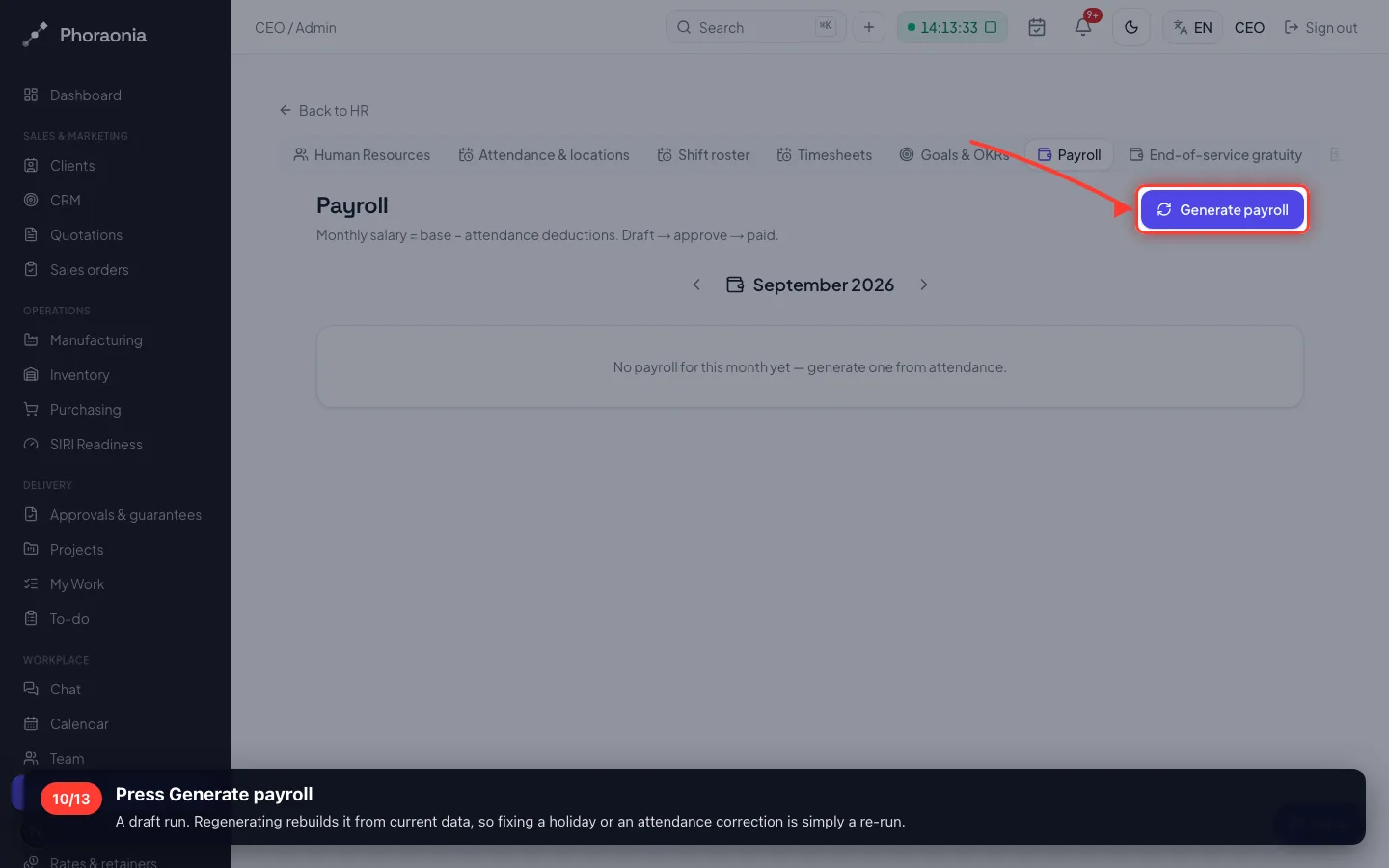 Press Generate payroll