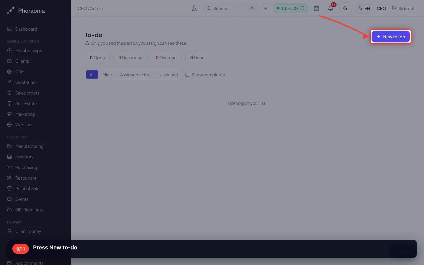 Press New to-do
