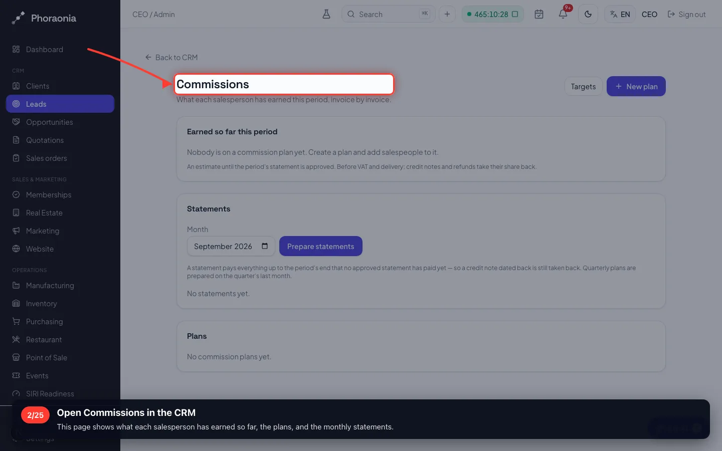 Open Commissions in the CRM